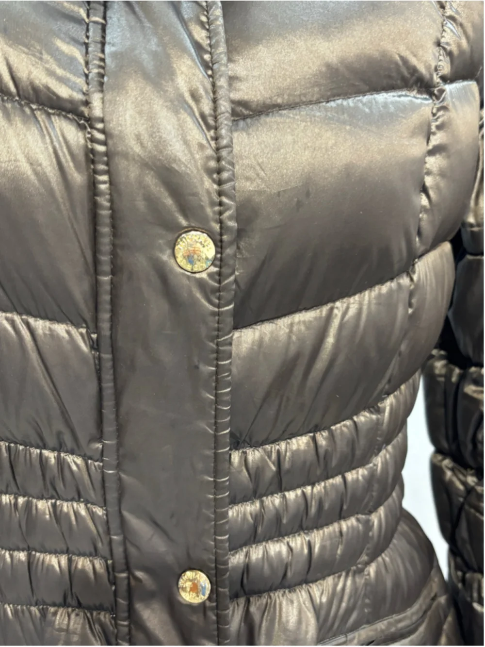Women's Michael Kors Packable Puffer Jacket Brown Bronze Gold Hardware Large